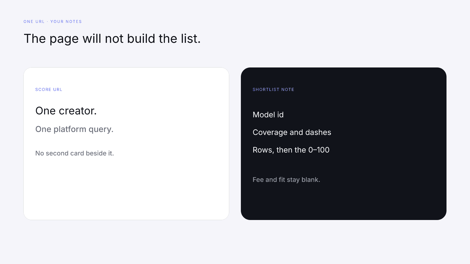 One public score URL, with the shortlist note kept in your own sheet