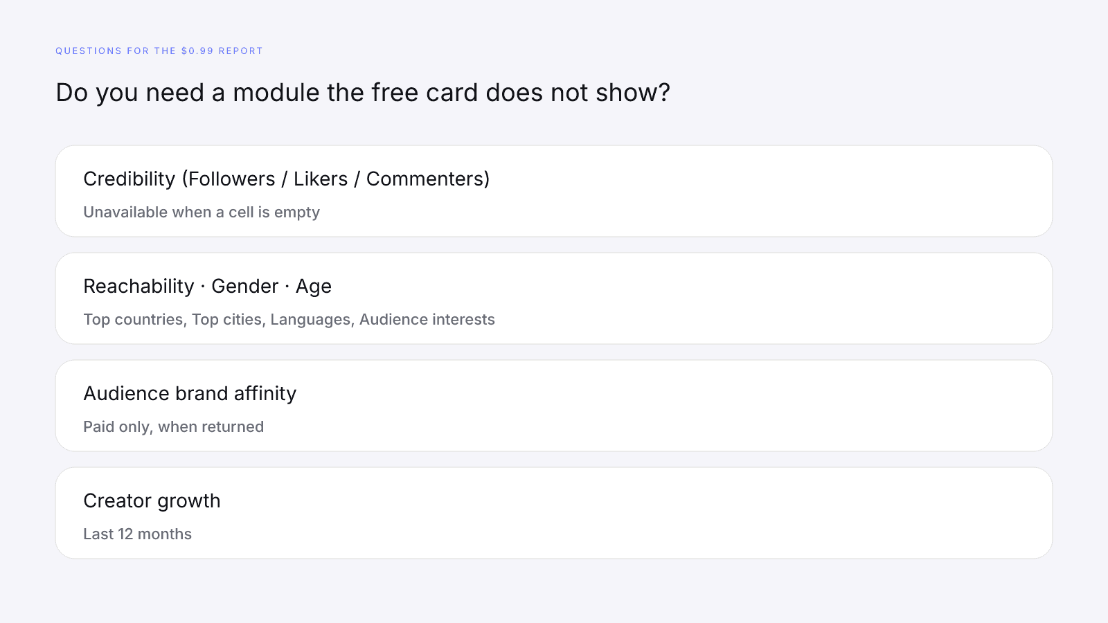 The report is the detail behind a row that already exists, when the provider returned it