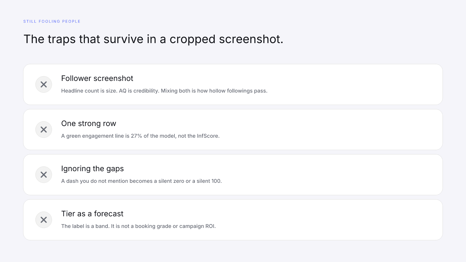 Vanity traps that make a scorecard screenshot misleading